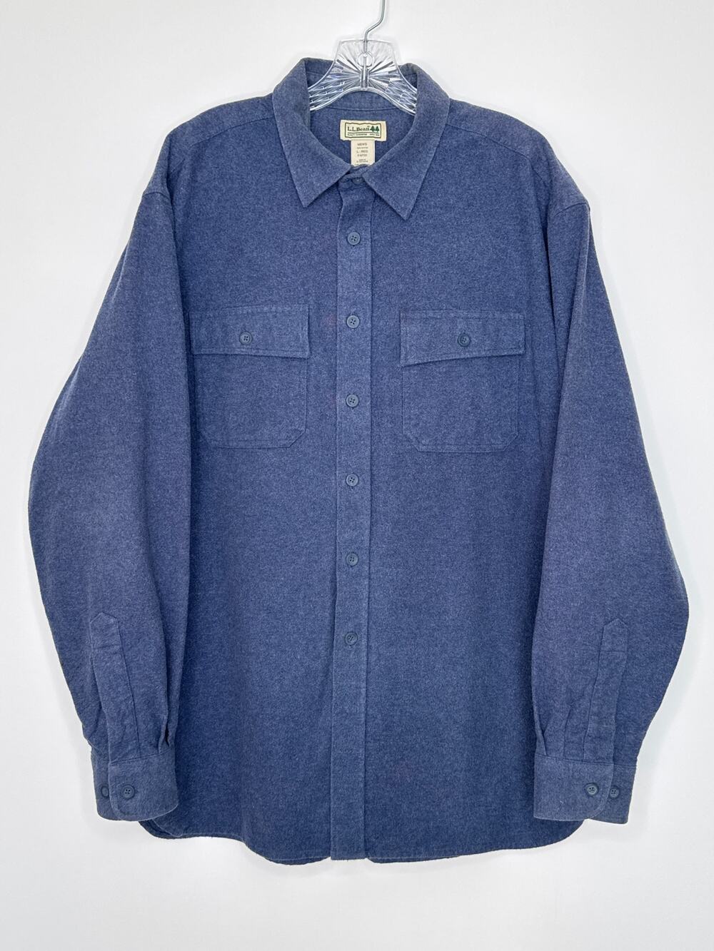 L.L. Bean Vintage Y2K 100% cotton button down flannel shirt blue large